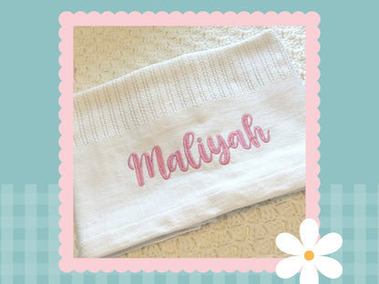 Personalised Cellular Baby Blanket | Embroidered