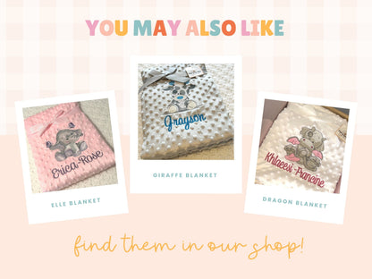 Personalised Dimple Fleece Blanket | Boy Elephant | Embroidered