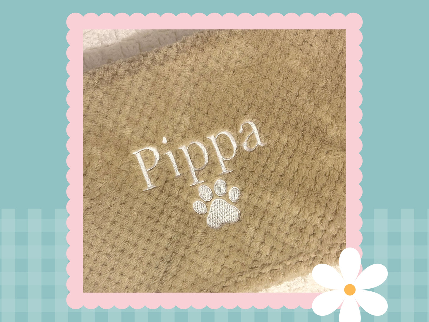 Personalised Waffle Pet Blanket With Paw Print