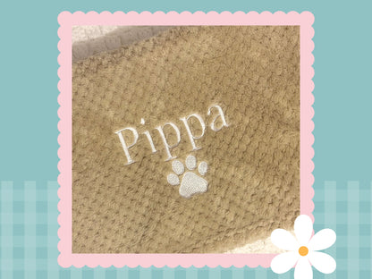 Personalised Waffle Pet Blanket With Paw Print | Embroidered