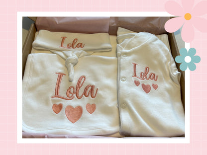 Personalised White Baby Gift Set | Embroidered