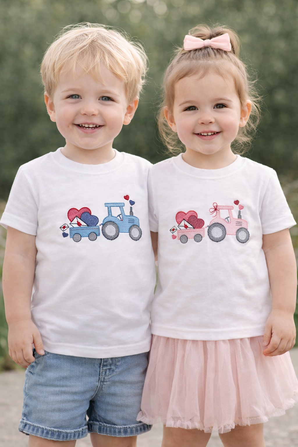 Valentine Tractor sketch T-Shirt (Optional Personalisation)