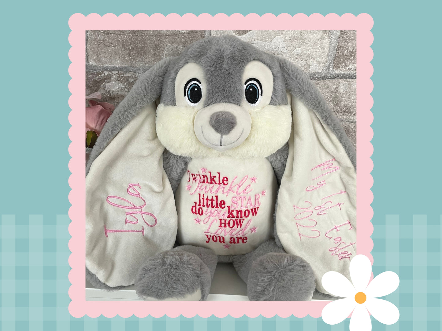 'Harvey' Grey Personalised Bunny