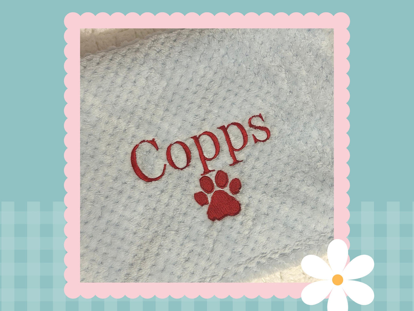 Personalised Waffle Pet Blanket With Paw Print