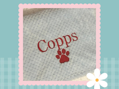 Personalised Waffle Pet Blanket With Paw Print | Embroidered