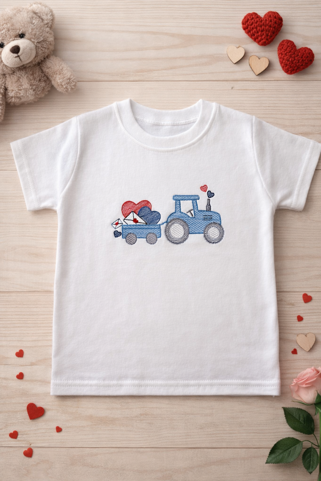 Valentine Tractor sketch T-Shirt (Optional Personalisation)
