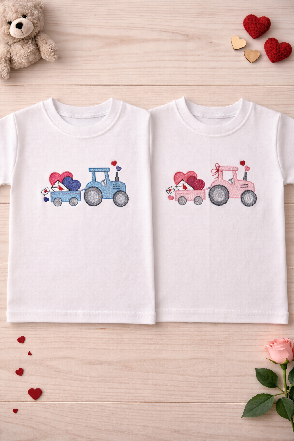 Valentine Tractor sketch T-Shirt (Optional Personalisation)