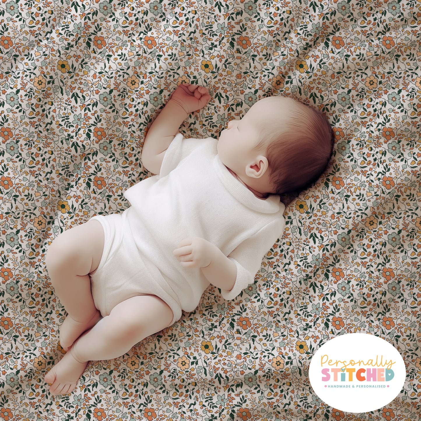 Autumn Florals Print Handmade Baby Blanket