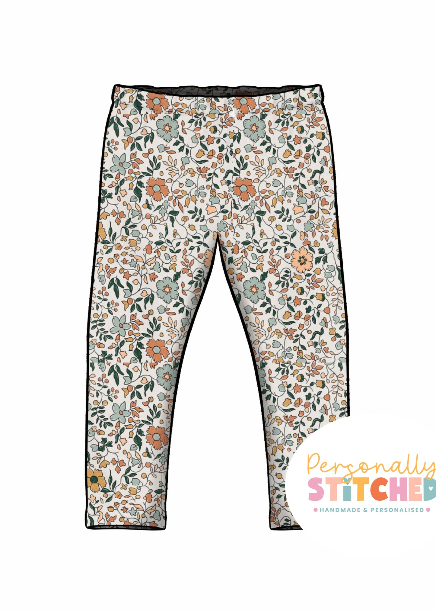 Autumn Boho Floral Organic Cotton Jersey Classic Leggings