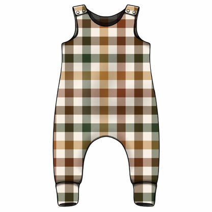 Plaid baby romper on a white background