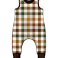 Handmade autumn plaid baby romper with shoulder poppers – fall toddler outfit