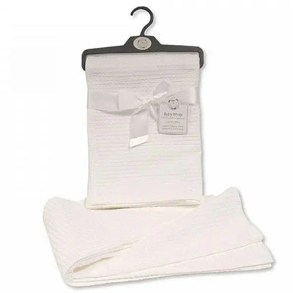 Cotton baby blanket in a waffle textured material personalised using embroidery 