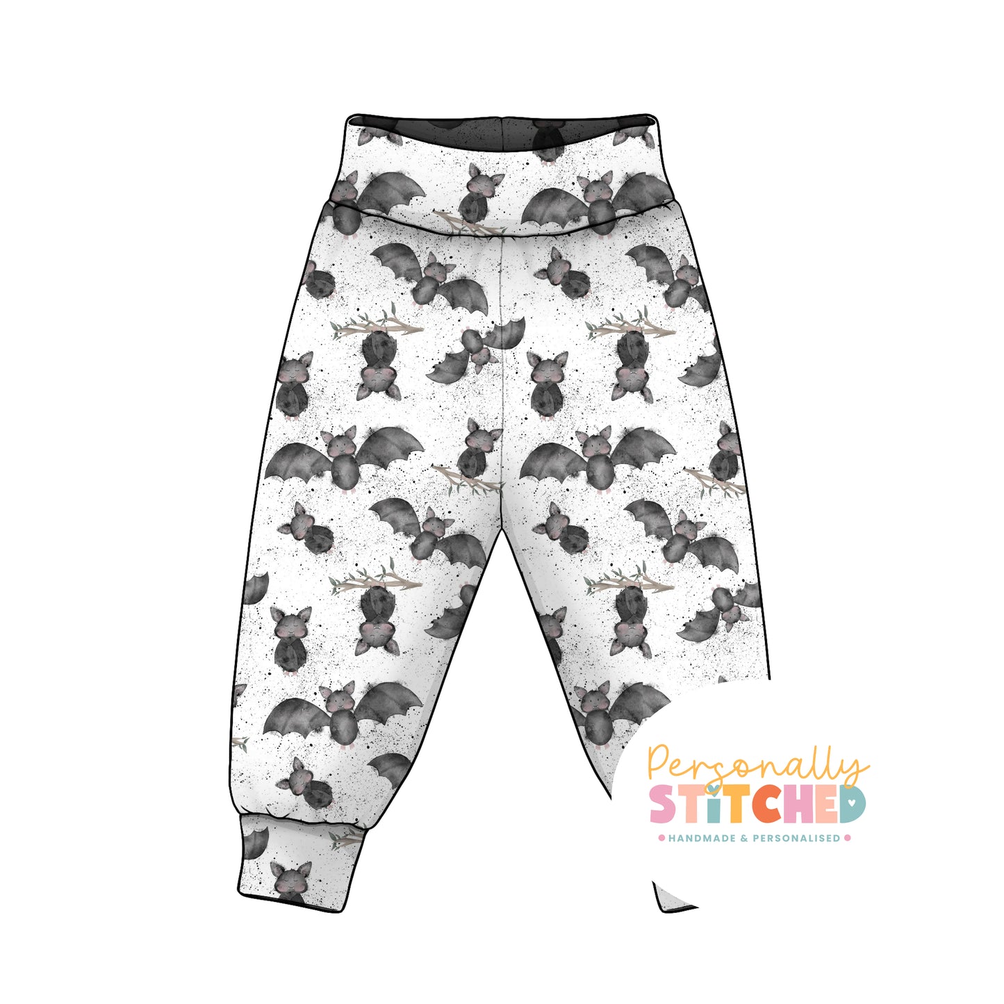 Bats Splats Print French Terry Relaxed Fit Yoga Waist & Cuff Joggers