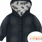Bat Splats Print & Dark Grey Waffle Knit Hooded Cardigan