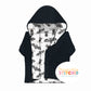 Bat Splats Print & Dark Grey Waffle Knit Hooded Cardigan