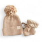 Beige Organic Knit Baby Hat & Bootie Set