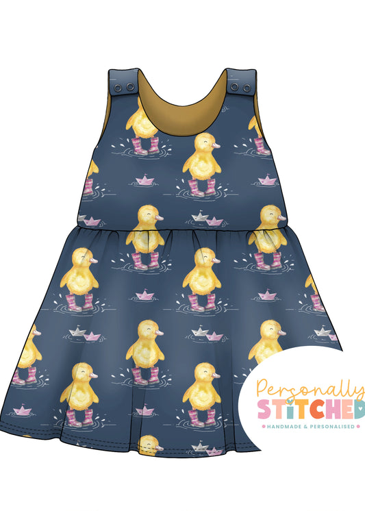 Bianca Duck Print French Terry Blossom Dress (Handmade To Order)