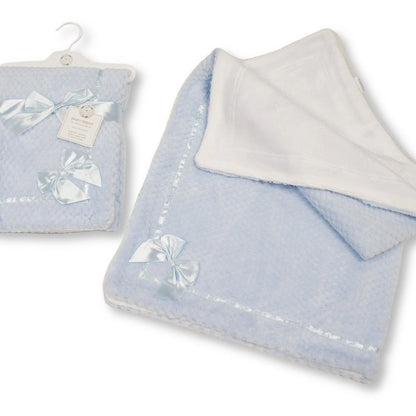 WAFFLE WRAP WITH LACE RIBBON AND BOW - Personalised with embroidery