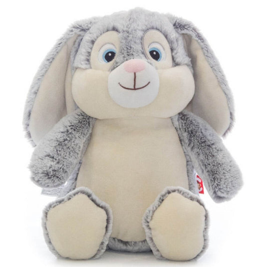 Grey Brompton bunny soft toy with embroidered personalised name