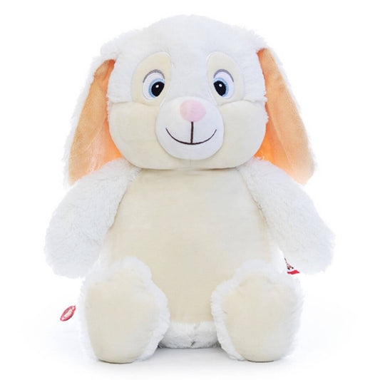 White Brompton bunny soft toy with embroidered personalised name
