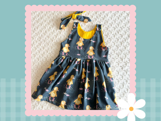 Handmade Bianca Duck Print Blossom Dress