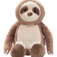 Plush toy sloth on a white background