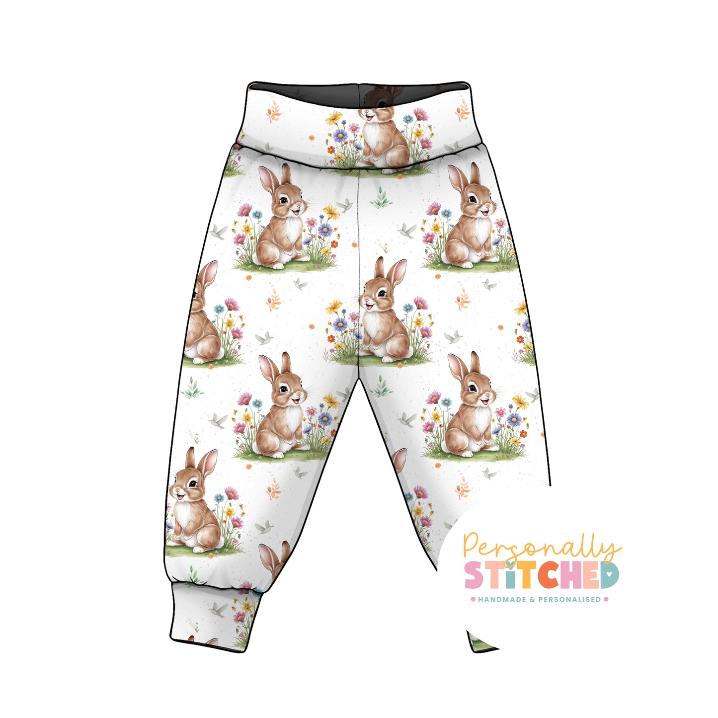 Exclusive Cutie Rabbit Organic Cotton Jersey Relaxed Fit Bottoms