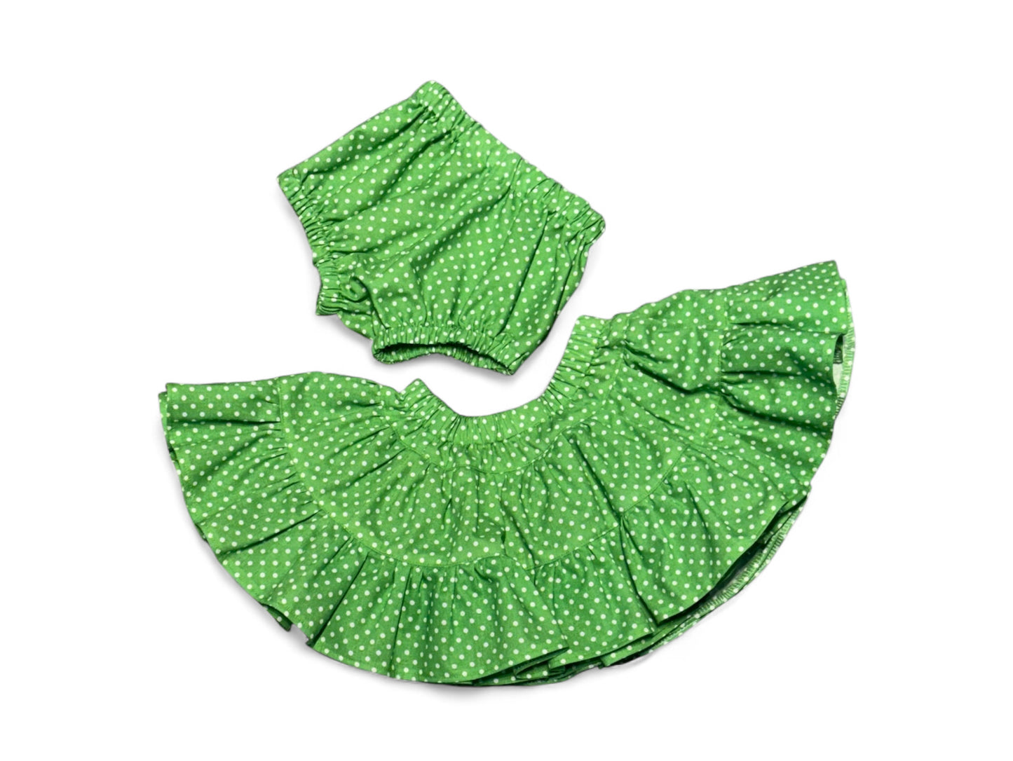 Green Polka Dot Ruffle Skirt