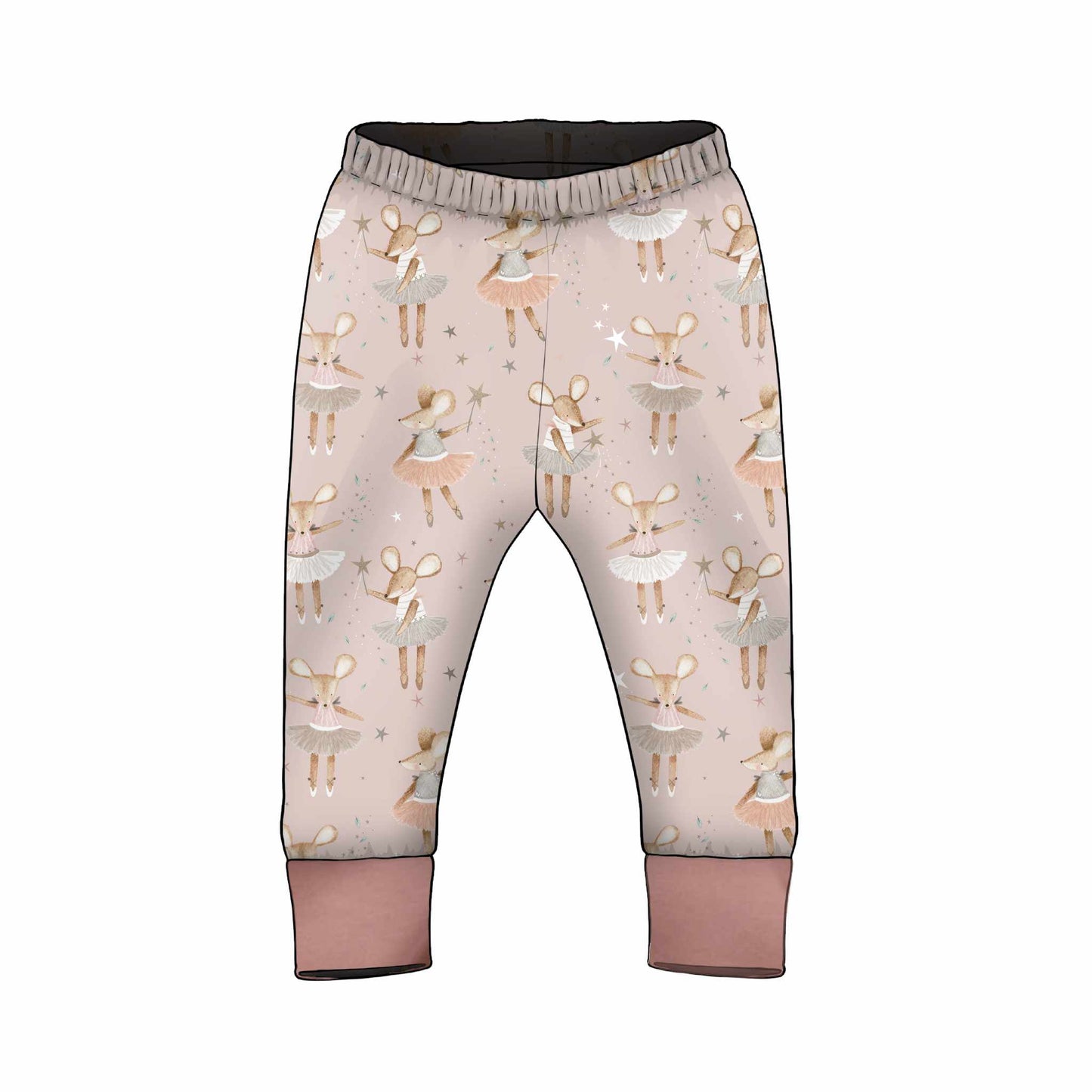 Dottie Ballerina Mouse  Organic Cotton Jersey Cuff Leggings
