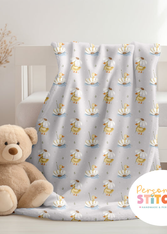 Ducks & Daisy Print Handmade Baby Blanket