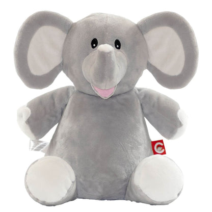 Elle the grey elephant soft toy with embroidered personalised name