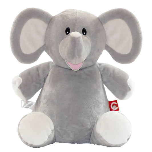 Elle the grey elephant soft toy with embroidered personalised name