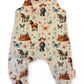 Baby romper with farm animal and butterfly pattern on a white background