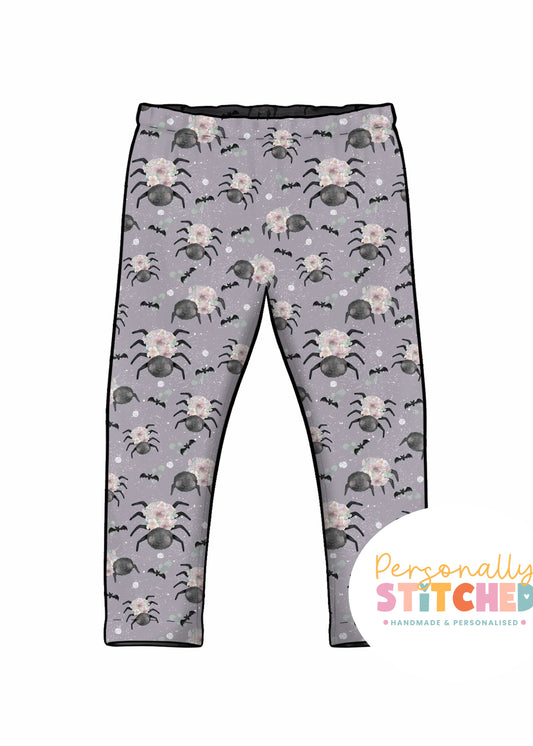 Floral Spider  Print French Terry Classic Leggings