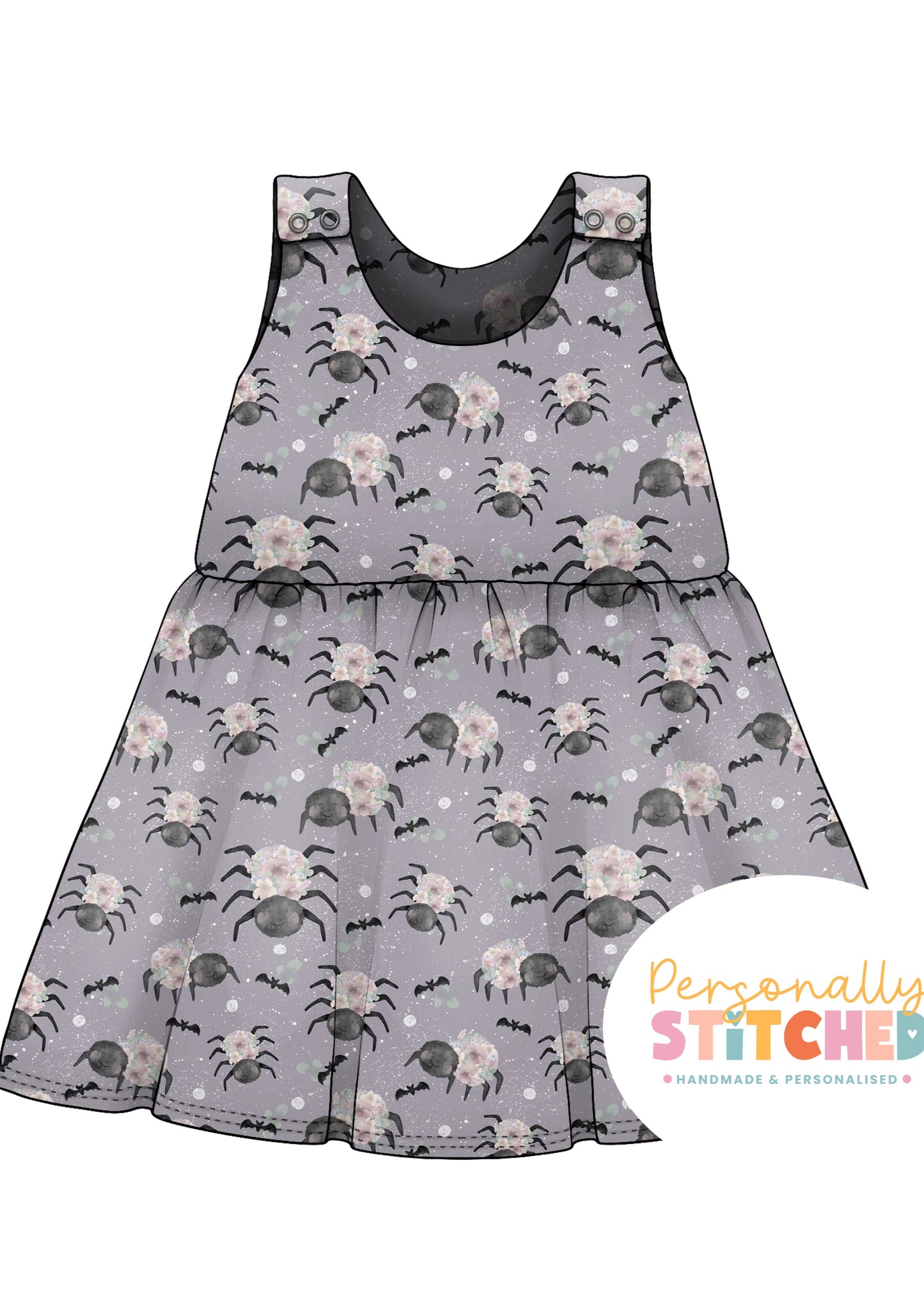 Floral Spider Print French Terry Blossom Dress