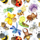 Happy Bugs Print & Yellow Waffle Knit Hooded Cardigan