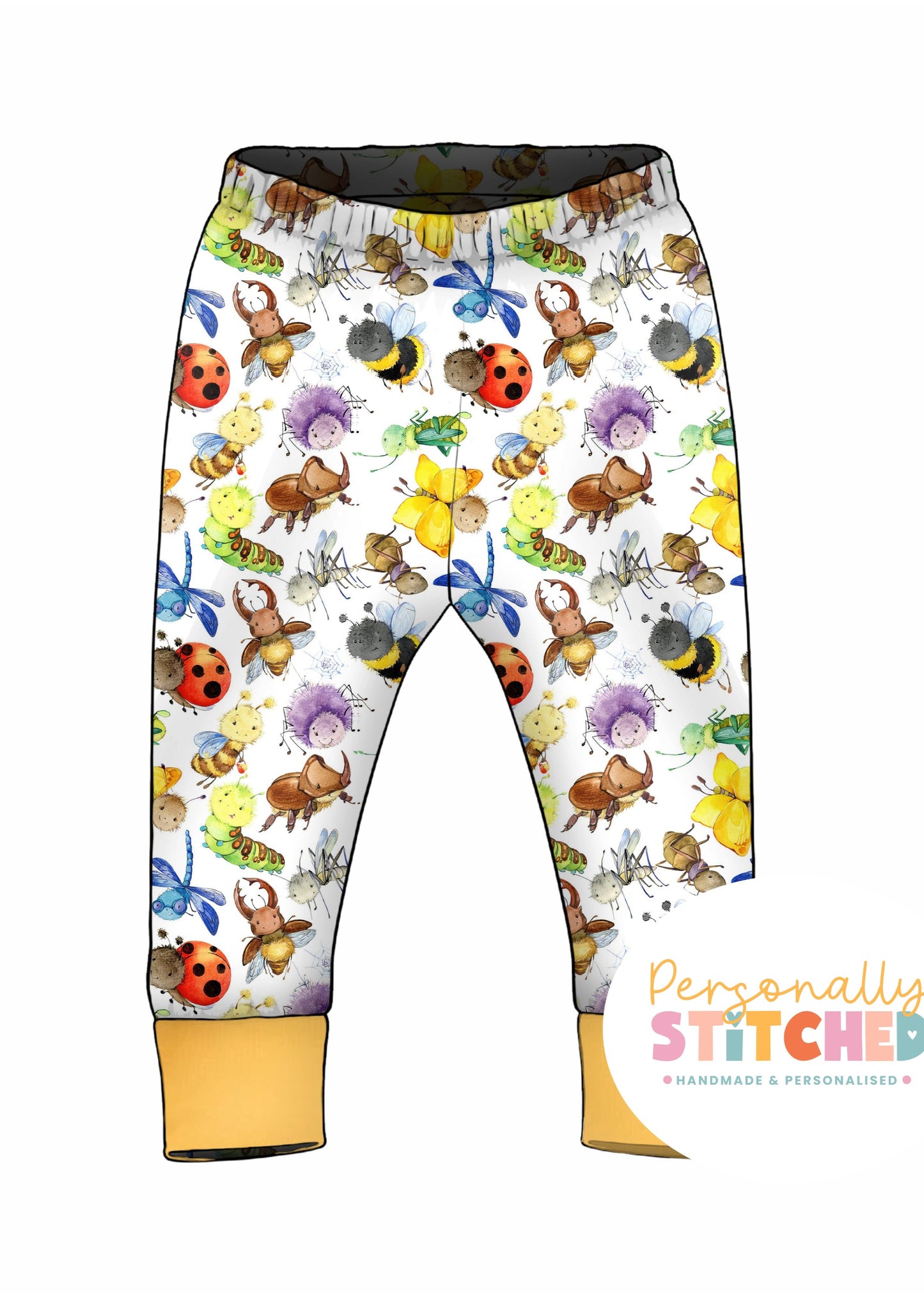 Happy Bugs Organic Cotton Jersey Cuff Leggings