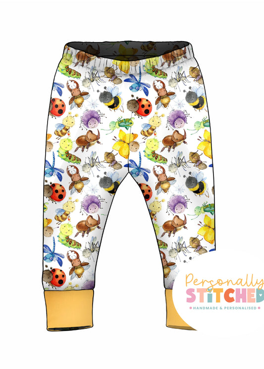 Happy Bugs Organic Cotton Jersey Cuff Leggings