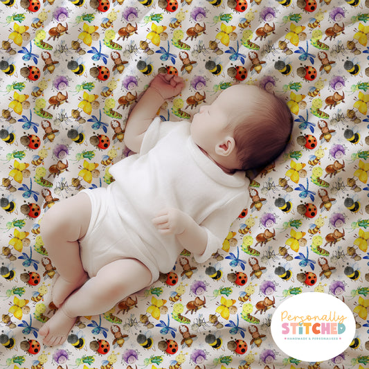 Happy Bugs Print Handmade Baby Blanket