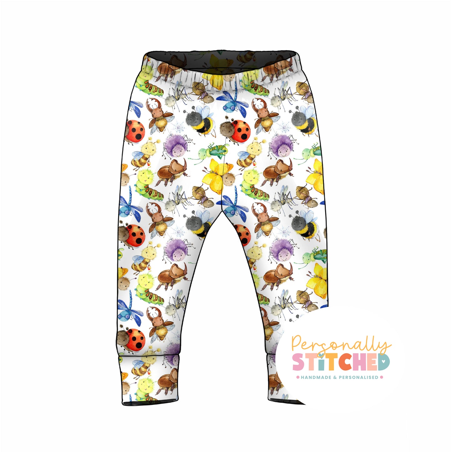 Happy Bugs Organic Cotton Jersey Cuff Leggings