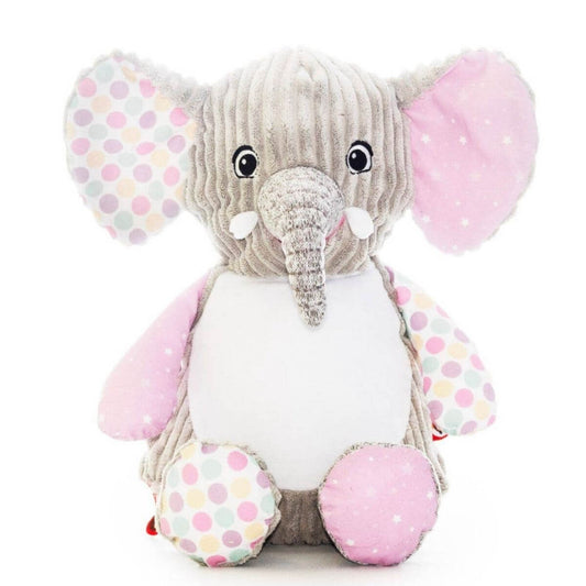 Harley the pink sensory elephant soft toy with embroidered personalised name
