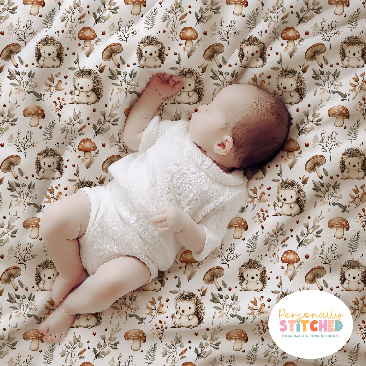 Exclusive Hedgehog Print Handmade Baby Blanket