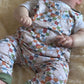 Muted Check Bunnies Print French Terry Romper