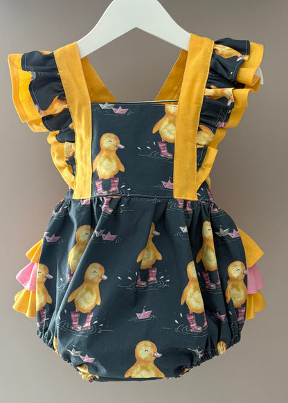 9-12 Months | Bianca Duck Print | Bellevue Romper | READY TO POST