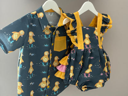 12 Months | Bianca Duck Print | Bellevue Romper | READY TO POST