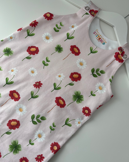 6-9 Months | Ladybird Flowers | Handmade Jersey Playful Romper | Discontinued Print | READY TO POST
