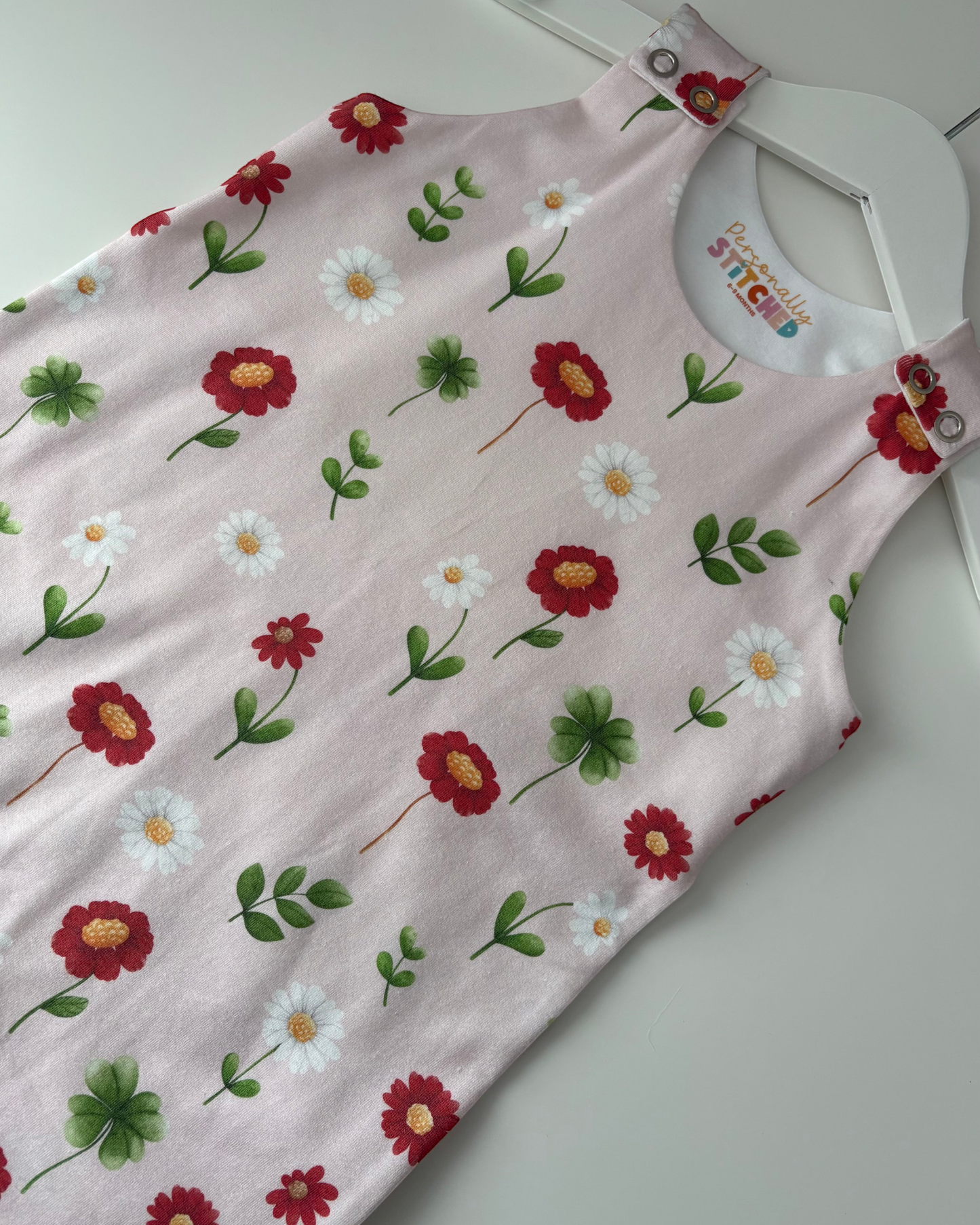 12-18 Months | Ladybird Flowers | Handmade Jersey Playful Romper | Discontinued Print | READY TO POST