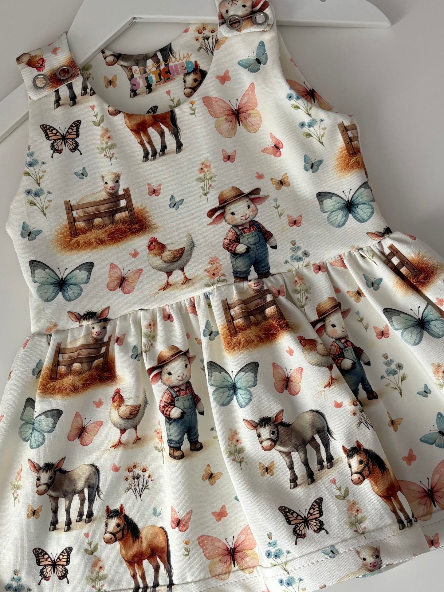 On The Farm Print Organic Jersey Blossom Dress (Handmade To Order)