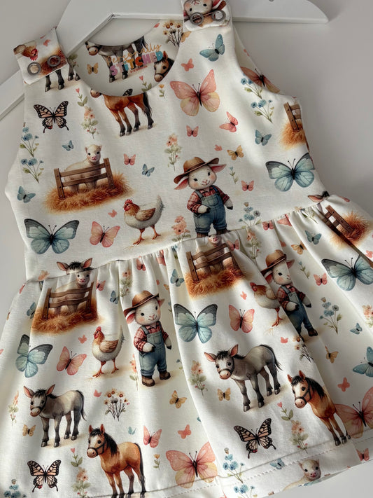 On The Farm Print Organic Jersey Blossom Dress (Handmade To Order)