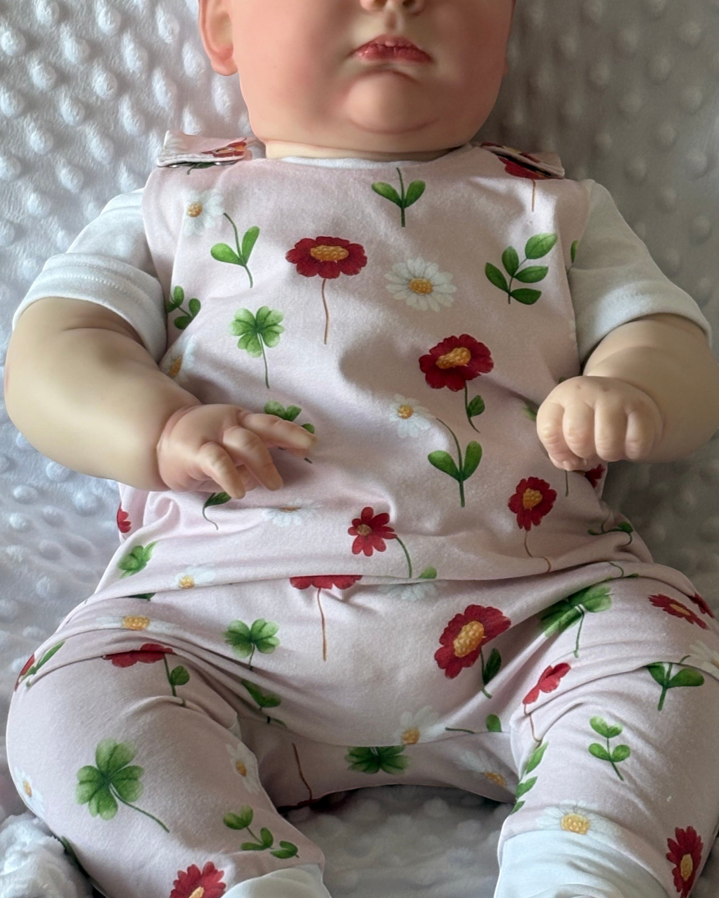 12-18 Months | Ladybird Flowers | Handmade Jersey Playful Romper | Discontinued Print | READY TO POST